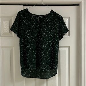 Hawthorne Women's Hunter Green Polka Dot short sleeve Top